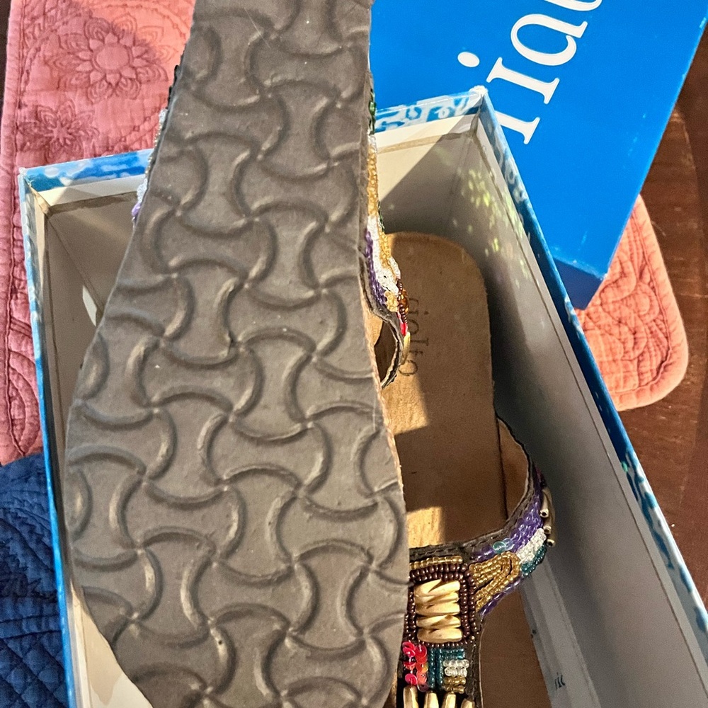Rialto Bright/Multi Beaded Thong Sandals - Picture 5 of 5